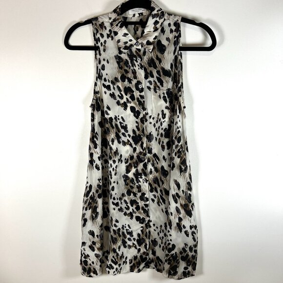 Equipment Femme Women's Silk Crepe Leopard Collared Shirt Sz XS Animal Print - Picture 1 of 9